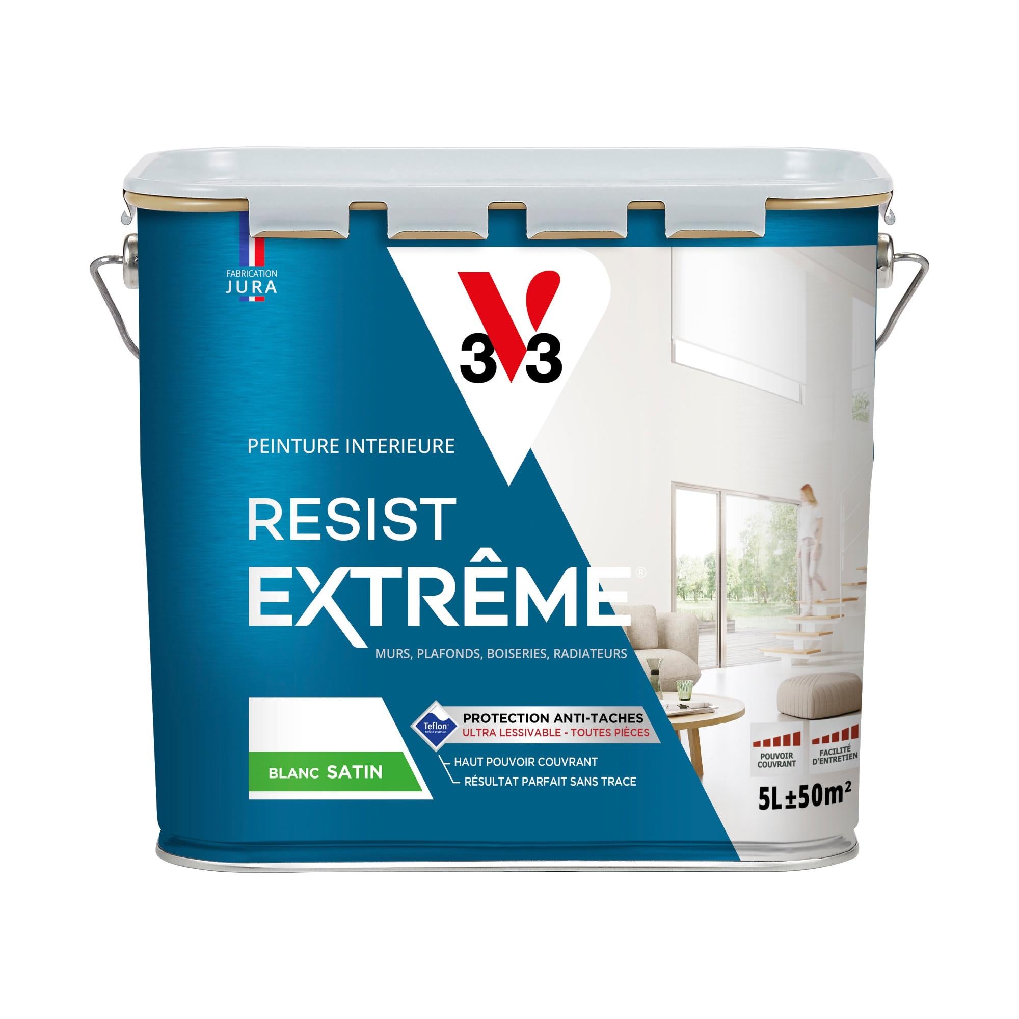 Peinture mur, plafond blanc satin V33 Résist