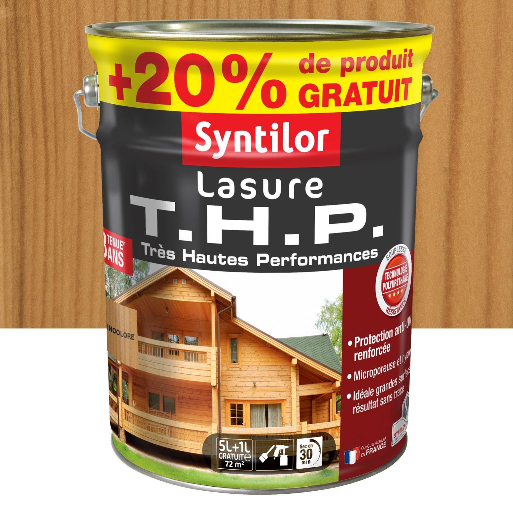 Lasure SYNTILOR Thp 8 Ans Incolore Satiné 5L+20% Gratuit | Leroy Merlin