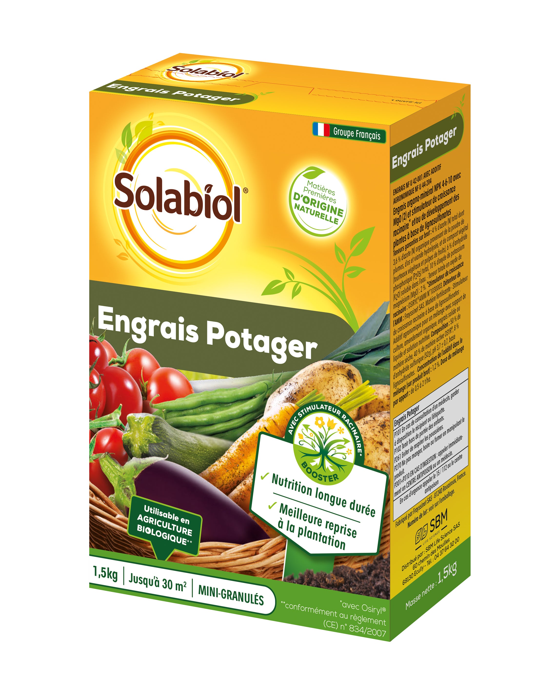 Engrais Potagers SOLABIOL 1,5kg 30 M² | Leroy Merlin