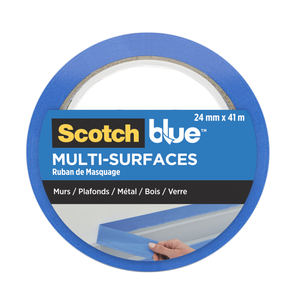 ScotchBlue Scotch Ruban de masquage multi-surfaces Bleu 24 mm x 41 m 1  rouleau/paquet – Ruban adhésif bleu pour peinture et décoration, intérieur  et extérieur, pour plusieurs surfaces, 70% PEFC : 