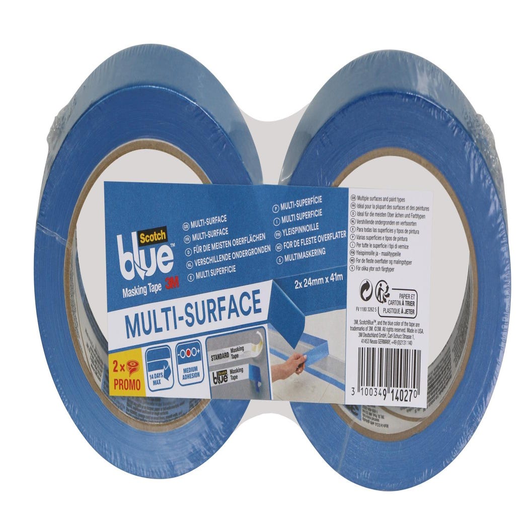 Ruban de masquage finitions parfaites scotchblue bleu 41m x 24mm | Sanifer