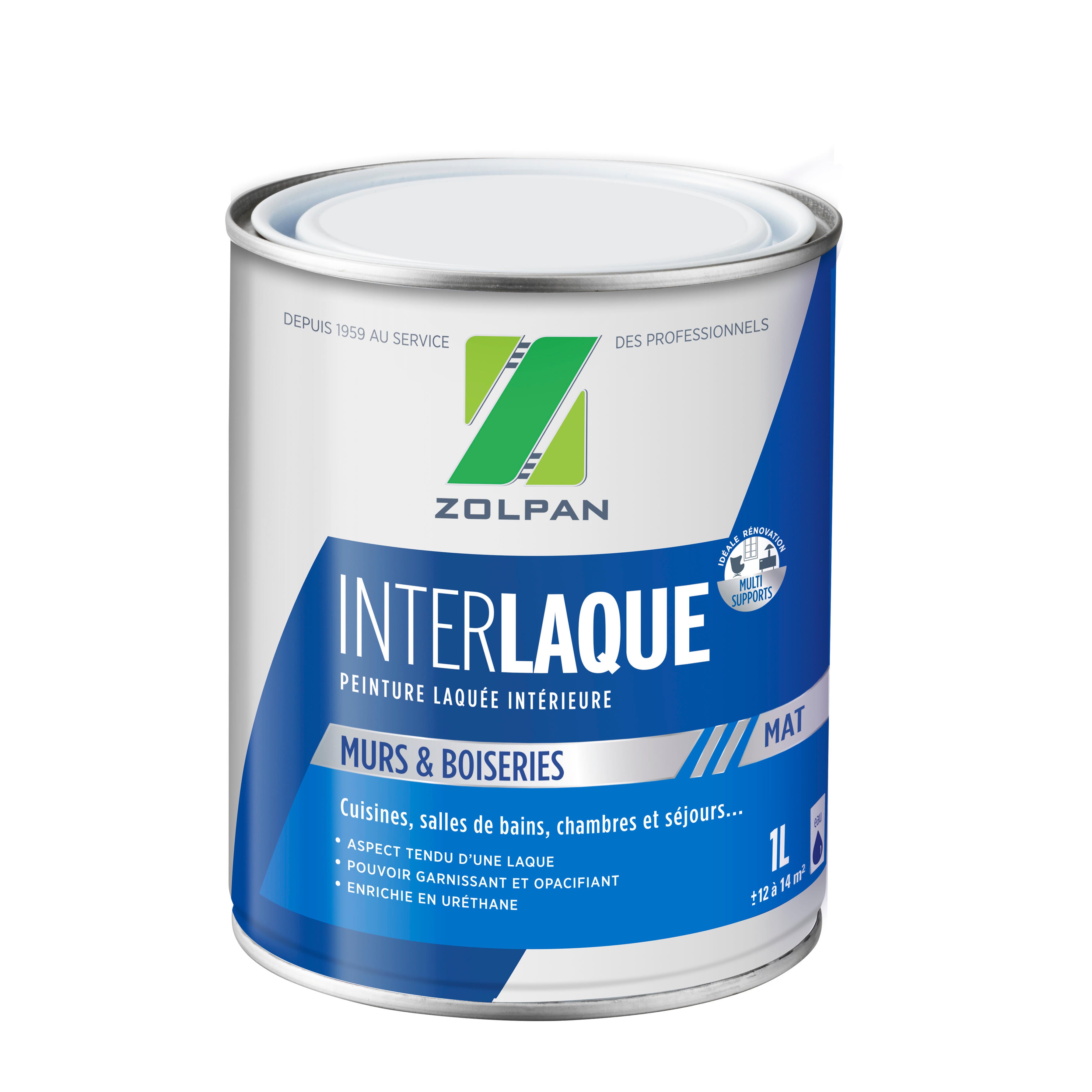 Peinture boiserie blanc mat ZOLPAN Inter laque 1l Leroy Merlin