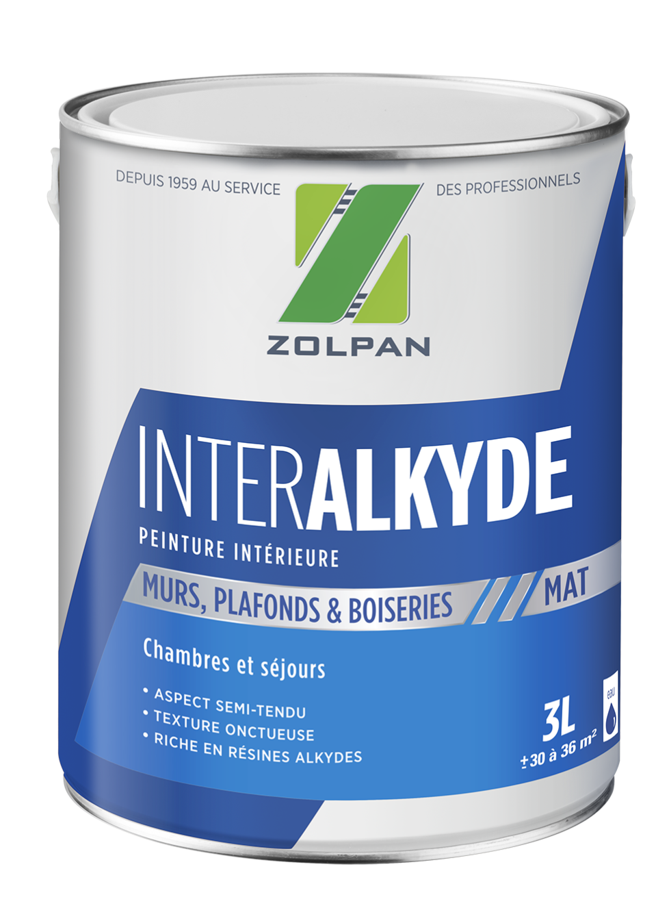 Peinture mur, plafond blanc mat ZOLPAN Inter alkyde 3L Leroy Merlin