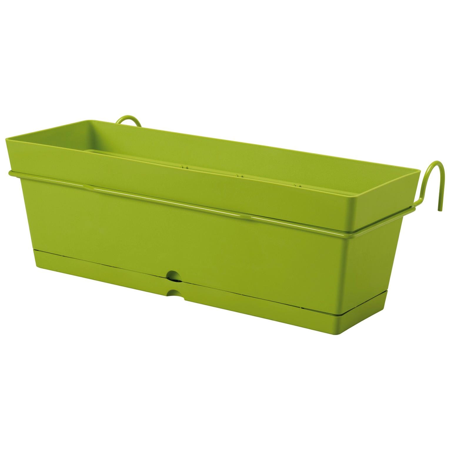 Relaxdays Jardinière Aspect Rotin Grise 38x80x40cm - Bac à Fleurs Avec Réserve D'Eau Pour Balcon, Jardin Et Terrasse
