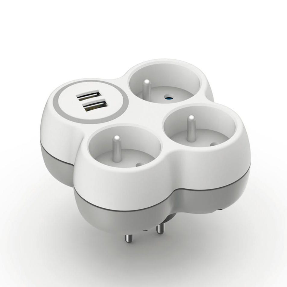 Multiprise USB filaire, 3 prises blanc ZENITECH