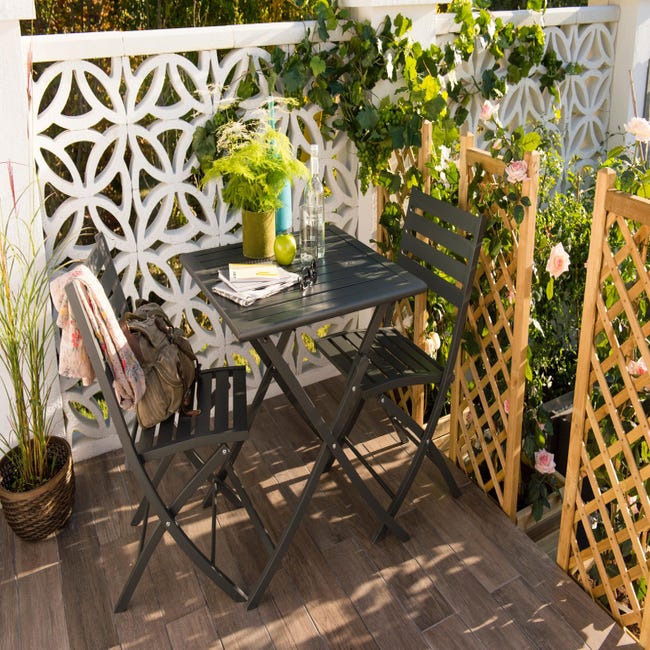 Table salon de jardin pliante pour 4 personnes en aluminium et  rectangulaire MARIUS CITY GARDEN