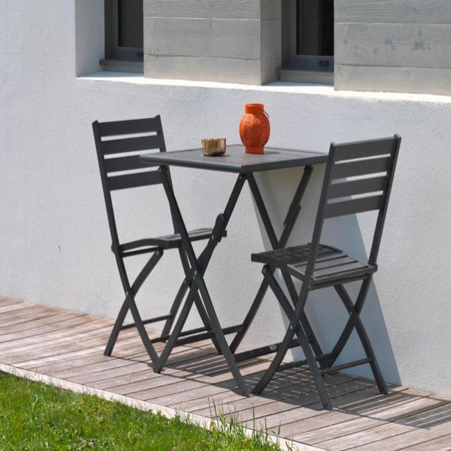 Table De Jardin Pliante En Aluminium Gris - Marius - Table de jardin BUT