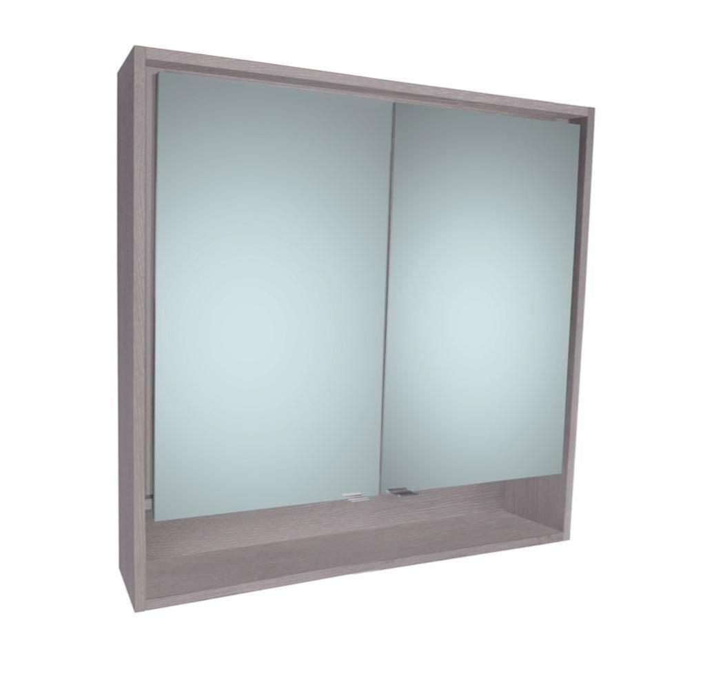 Armoire de toilette lumineuse l. 90 cm, effet chêne grisé Nordic