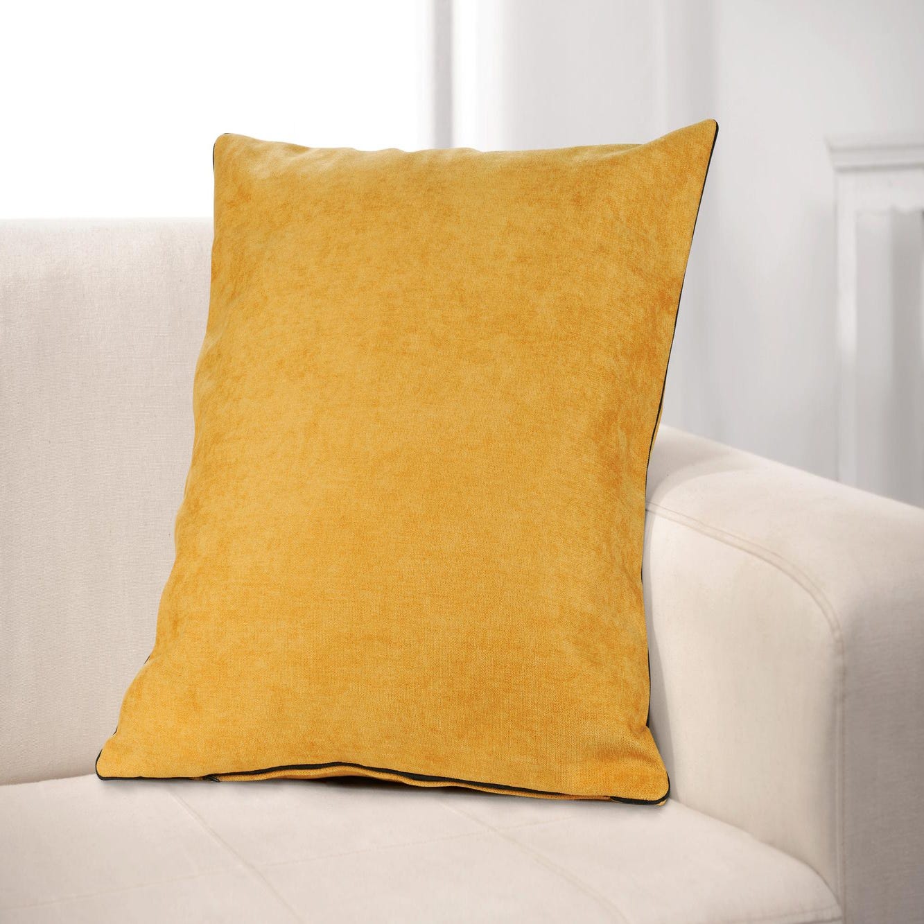 Coussin d'assise rehausseur en coton Jaune moutarde, 50 x 50 x 10 cm