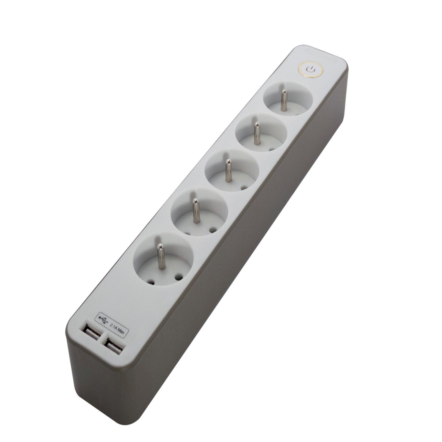 Multiprise USB filaire, 5 prises gris CHACON