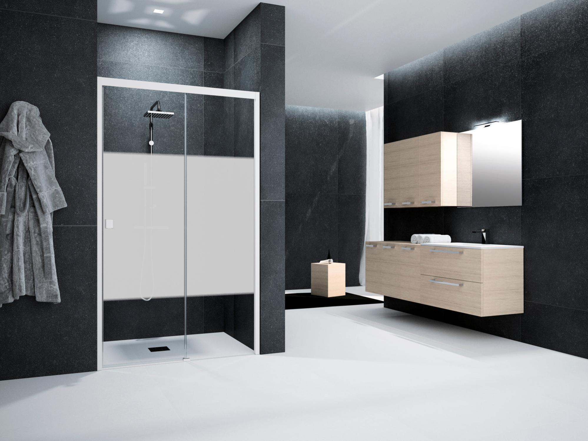 Porte de douche coulissante 120 cm, sérigraphié, Neo | Leroy Merlin