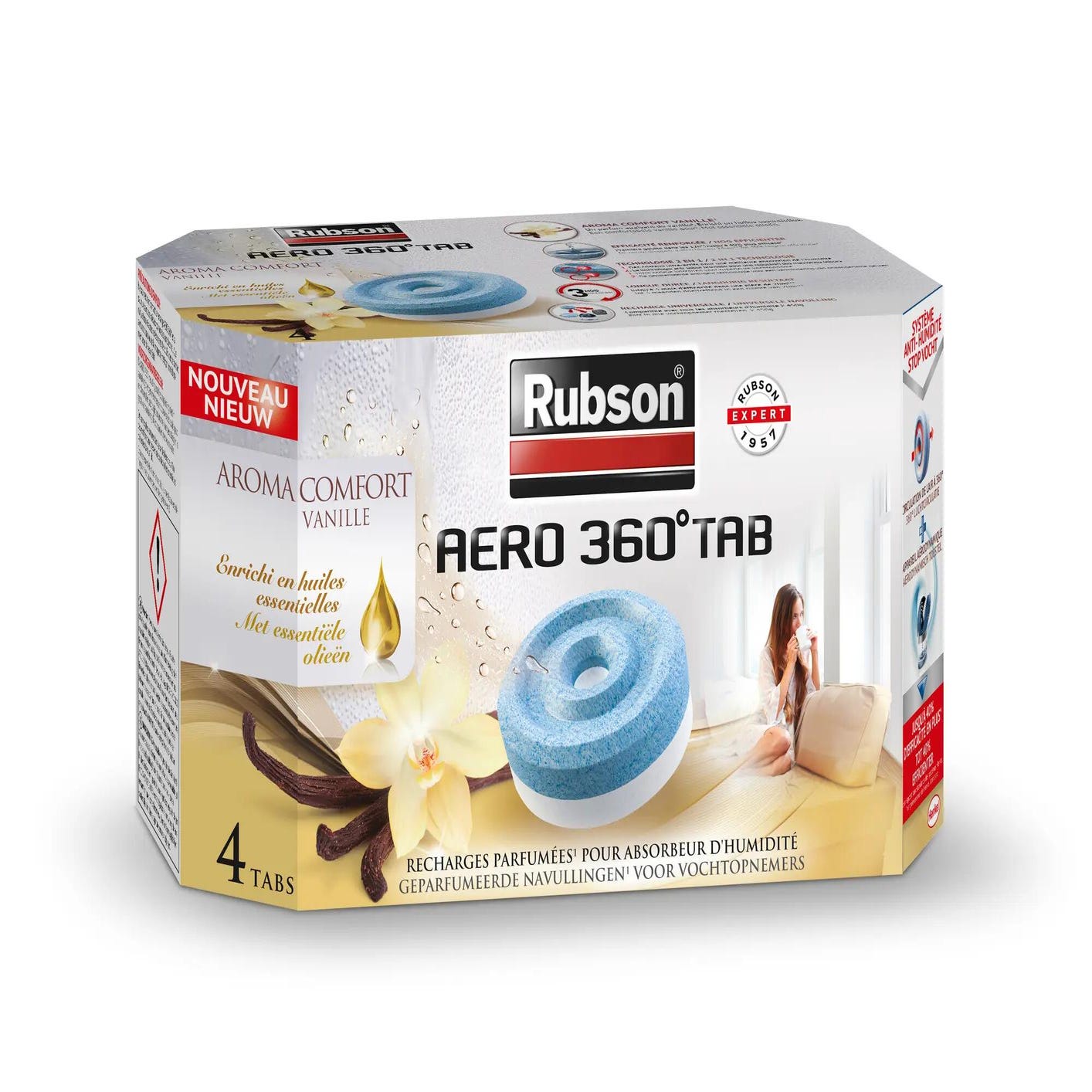 RUBSON Boîte de 4 recharges Aero 360 degré pour absorbeur lutte
