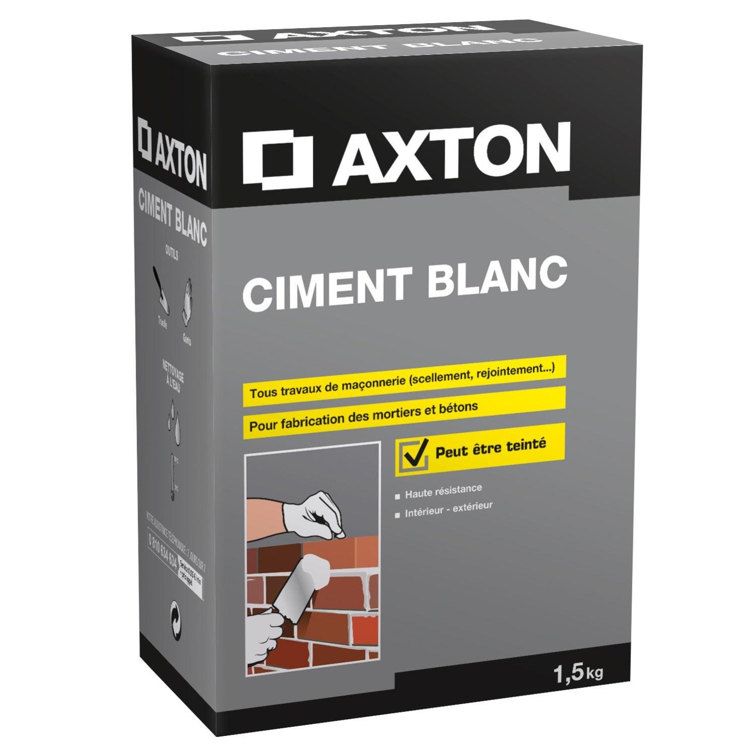 Ciment poudre blanc AXTON, 1.5 kg