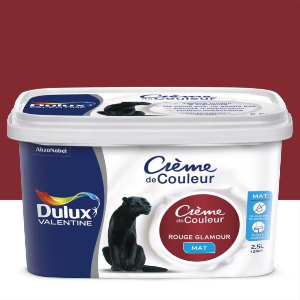 Peinture mur, boiserie, Crème de couleur DULUX VALENTINE rouge glamour mat  2.5 l | Leroy Merlin