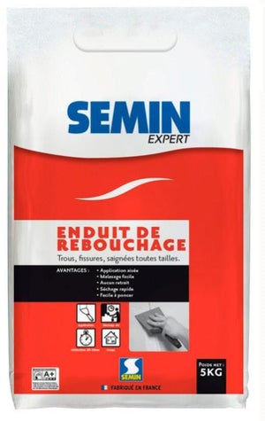 Enduit de rebouchage rebouche tout poudre trou fissure saignée 5kg SADER