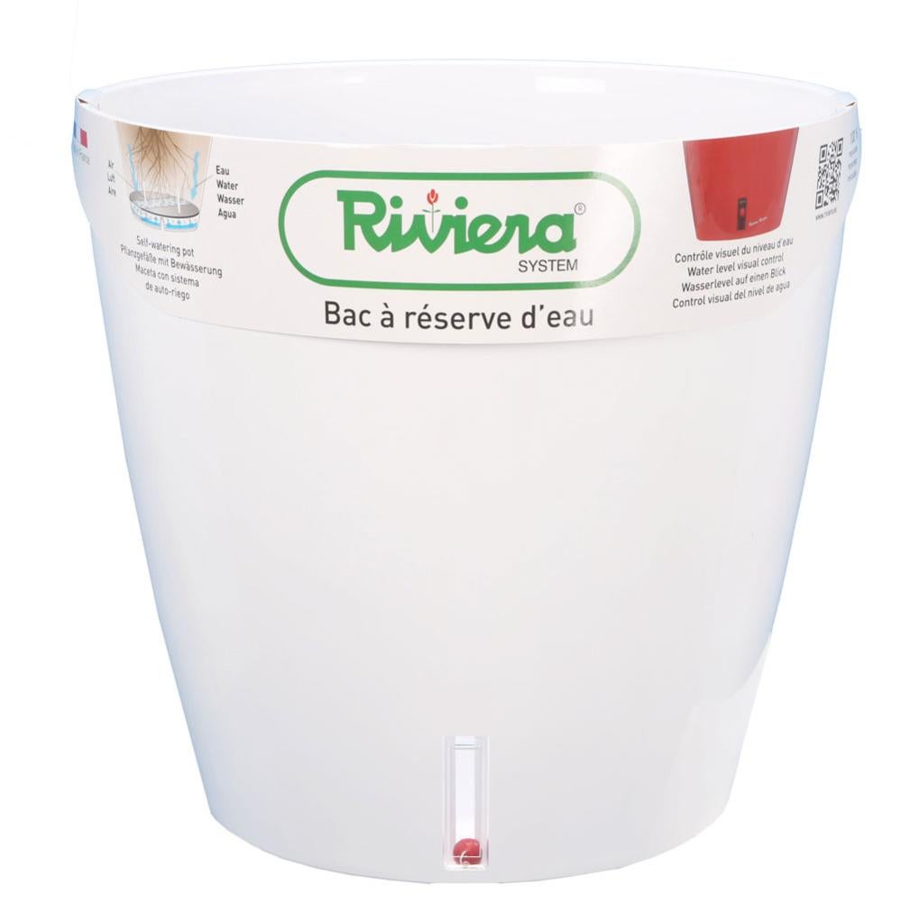 Pot polypropylène à réserve d'eau RIVIERA Diam.30 x H.27.5 cm blanc