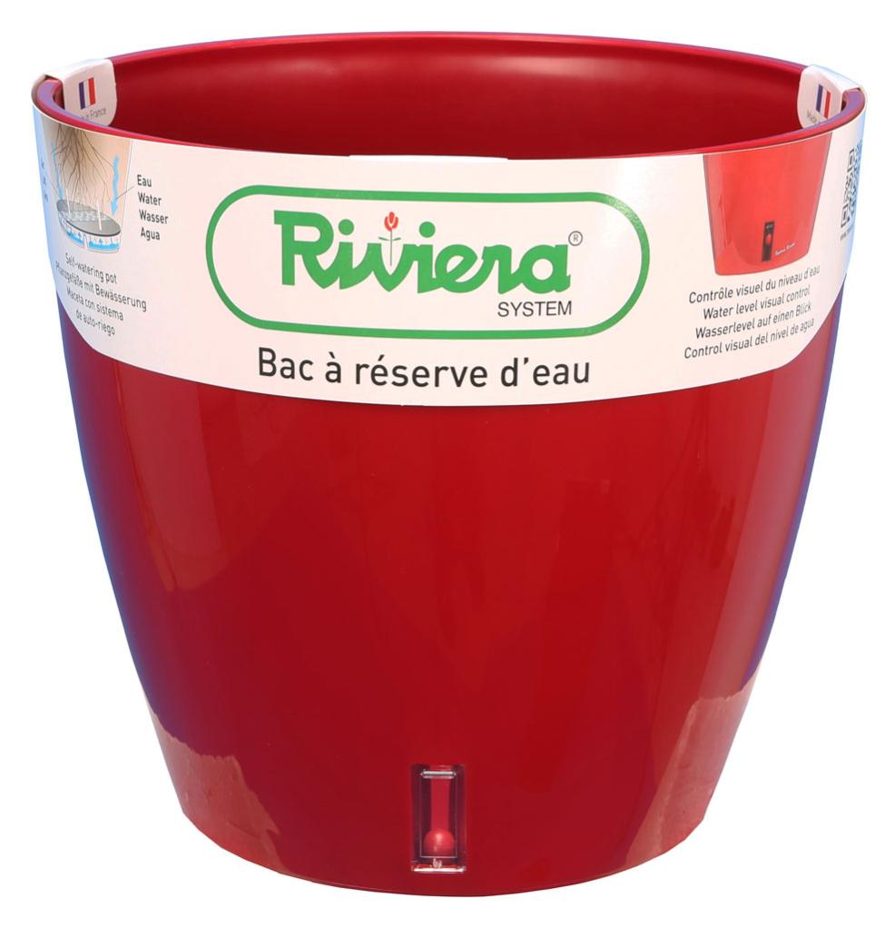 Pot polypropylène à réserve d'eau RIVIERA Diam.35 x H.33 cm rouge