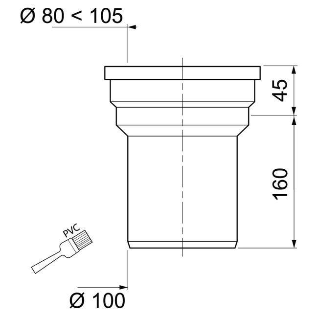 Bague et joint pipe wc souple, pour sortie de cuvette, WIRQUIN l.3.1 x  H.1.4