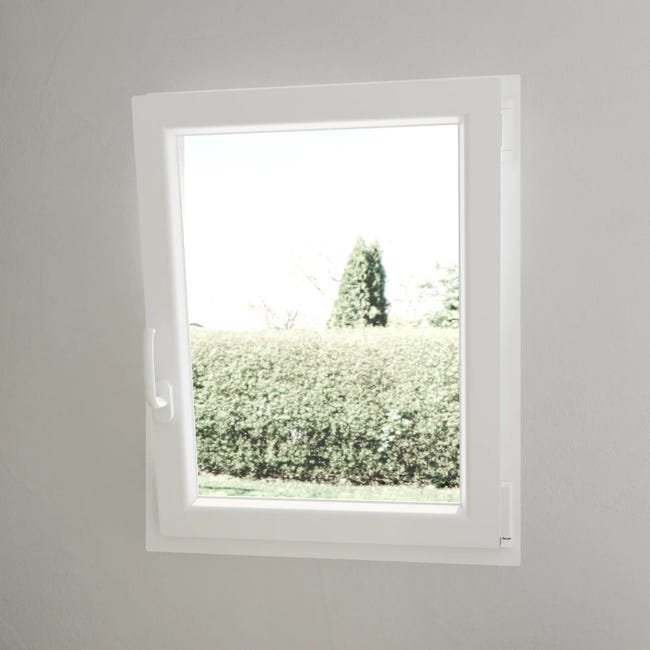 Fenêtre PVC 1 vantail oscillo-battant GoodHome blanc - l.40 x h.60 cm,  tirant droit