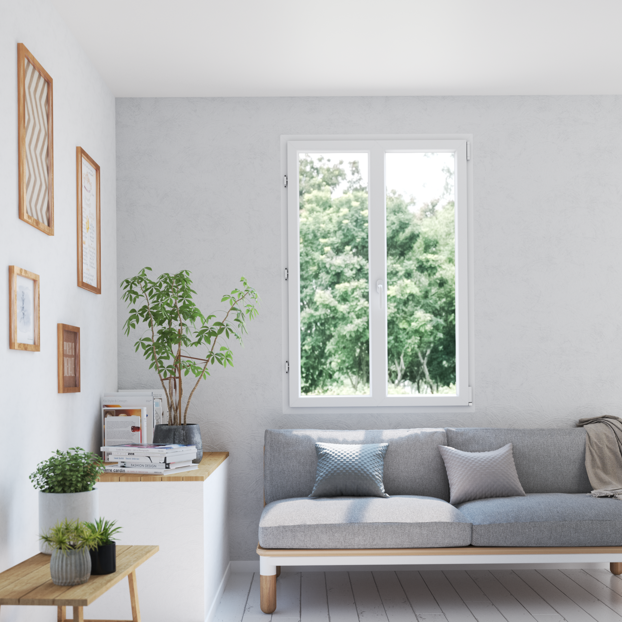 Fenêtre oscillobattant PVC Essentiel H.155xl.100cm 2 vantaux blanc