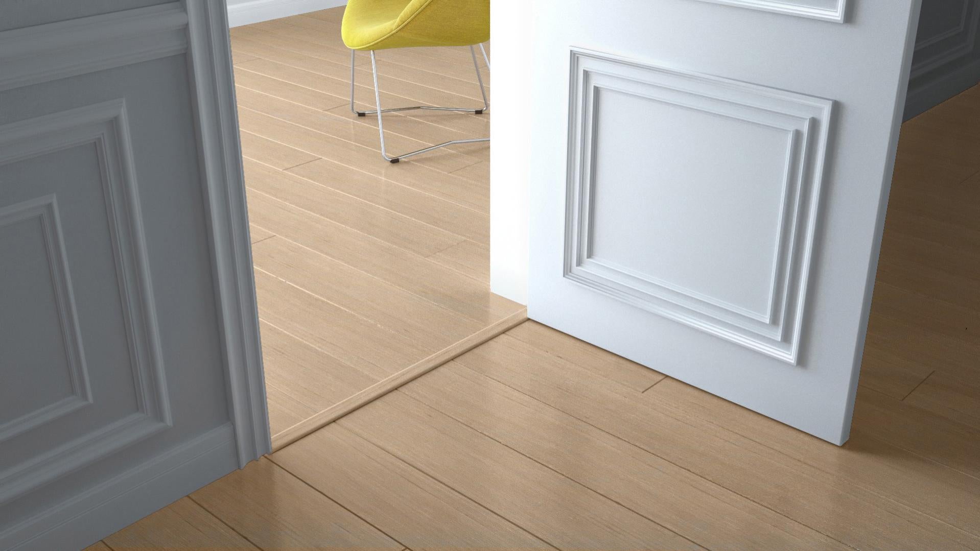 Barre de seuil plaqué chêne blanchi pour parquet, L.83 cm x l.47.7 mm