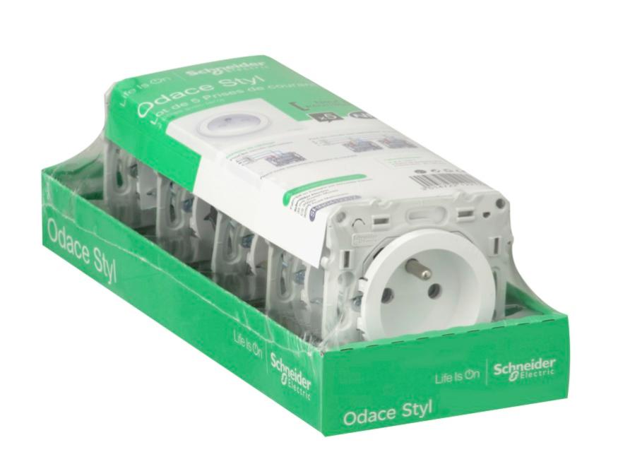 Double prise avec terre complet Odace Styl, SCHNEIDER ELECTRIC