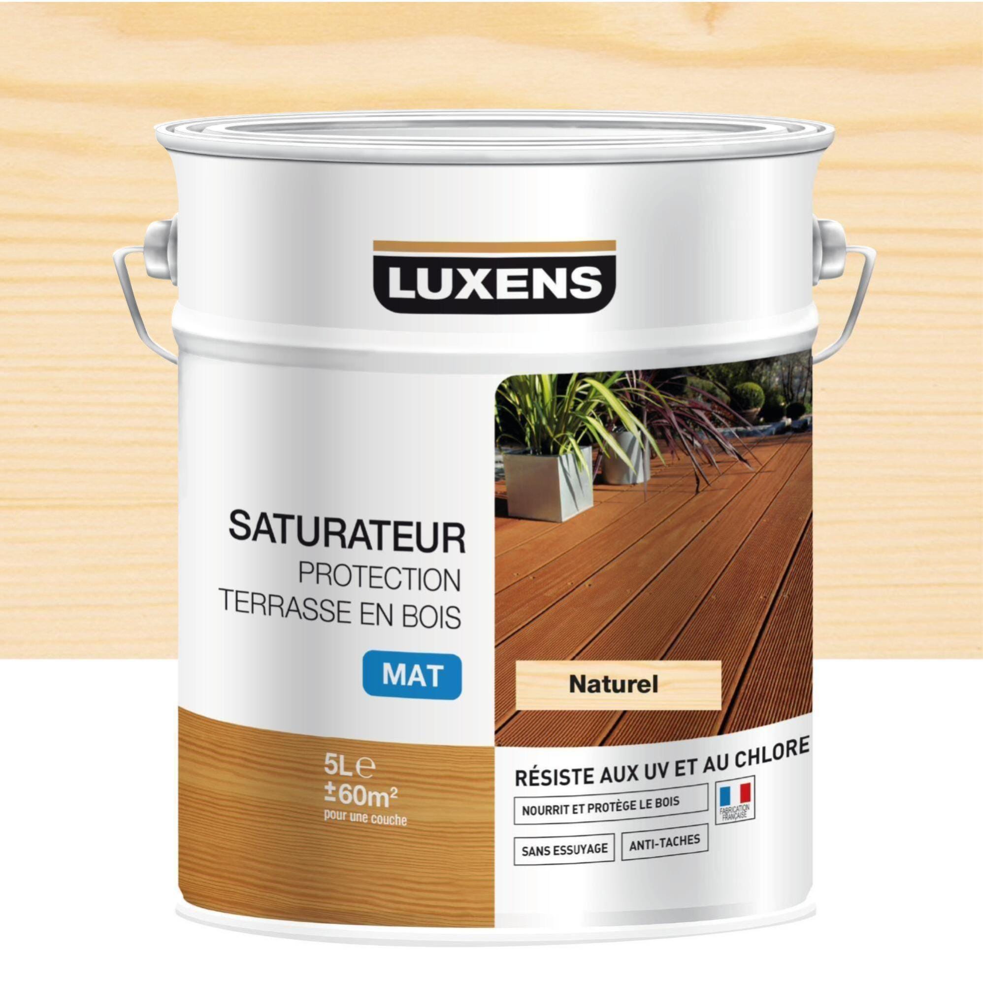Saturateur pour bois extérieur LUXENS Protection terrasse en bois naturel  mat 2.