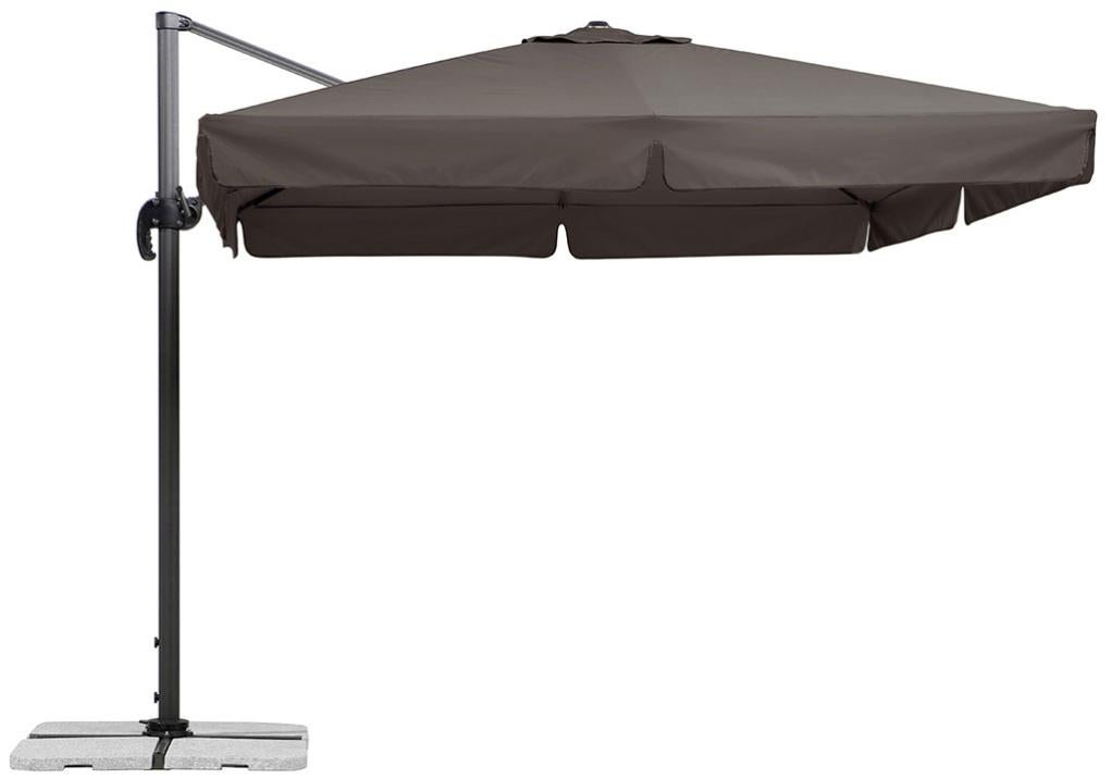 Parasol Schneider Rhodos Twist 3x3m Anthracite - Parasol Carré Inclinable 360° Toile Polyester UV50+