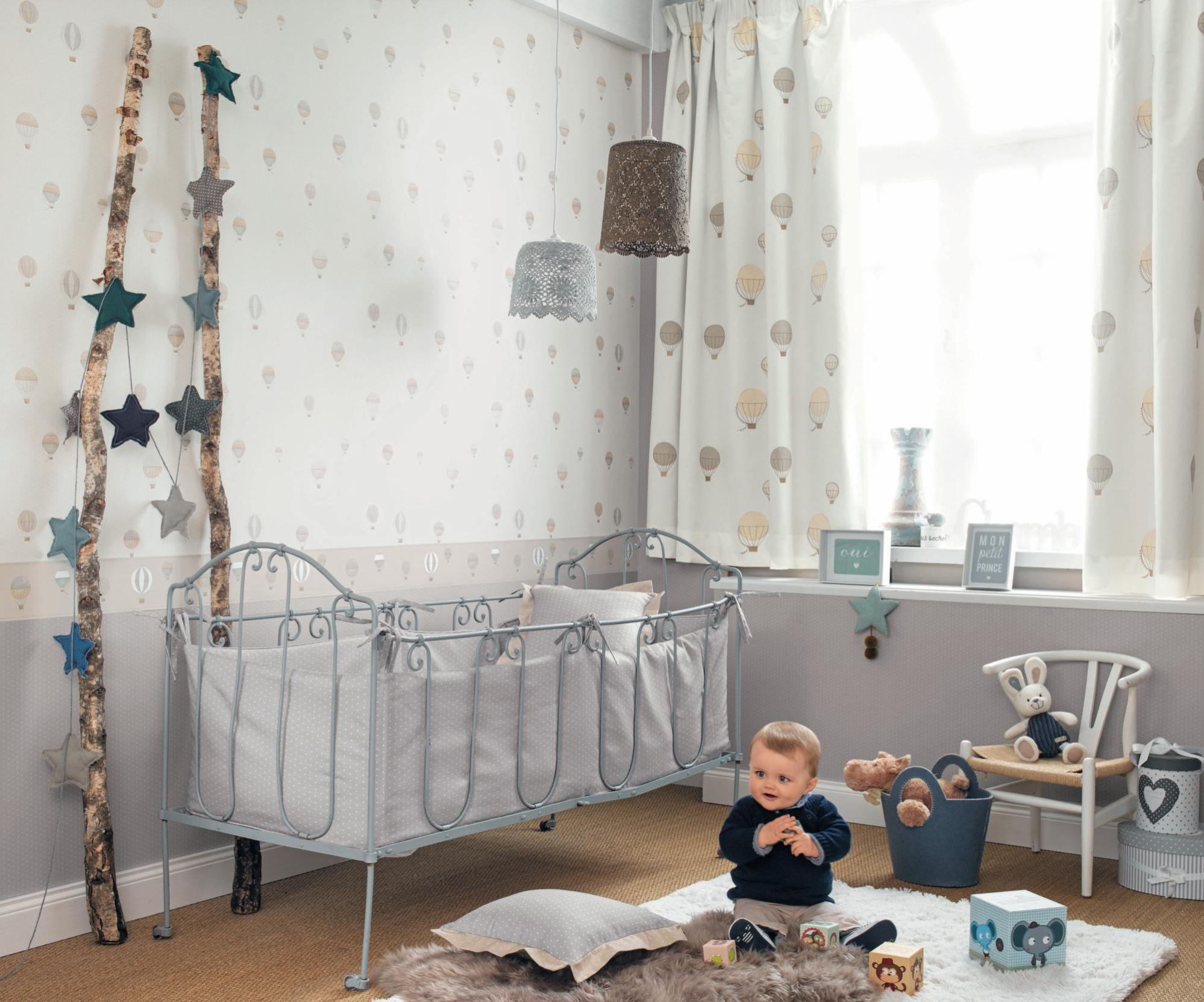 Papier Peint Intisse My Little World Montgolfiere Bleu Leroy Merlin