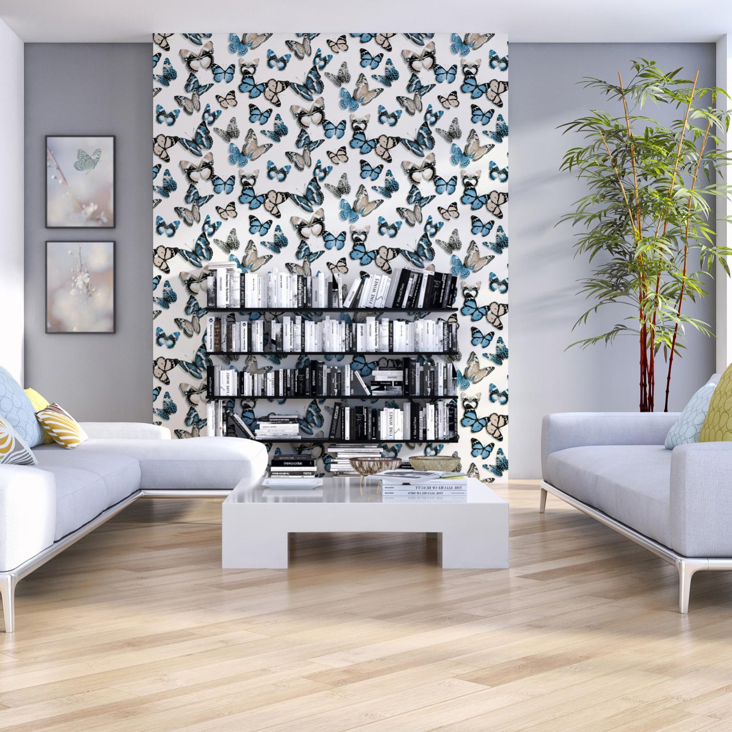 Papier peint vinyle Papillon bleu & beige | Leroy Merlin