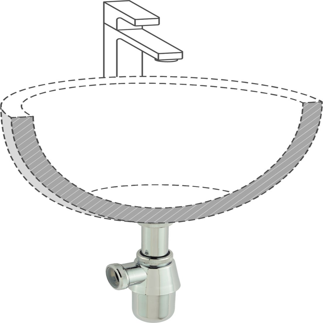Siphon réglable de lavabo, pose facile, D. 32 mm