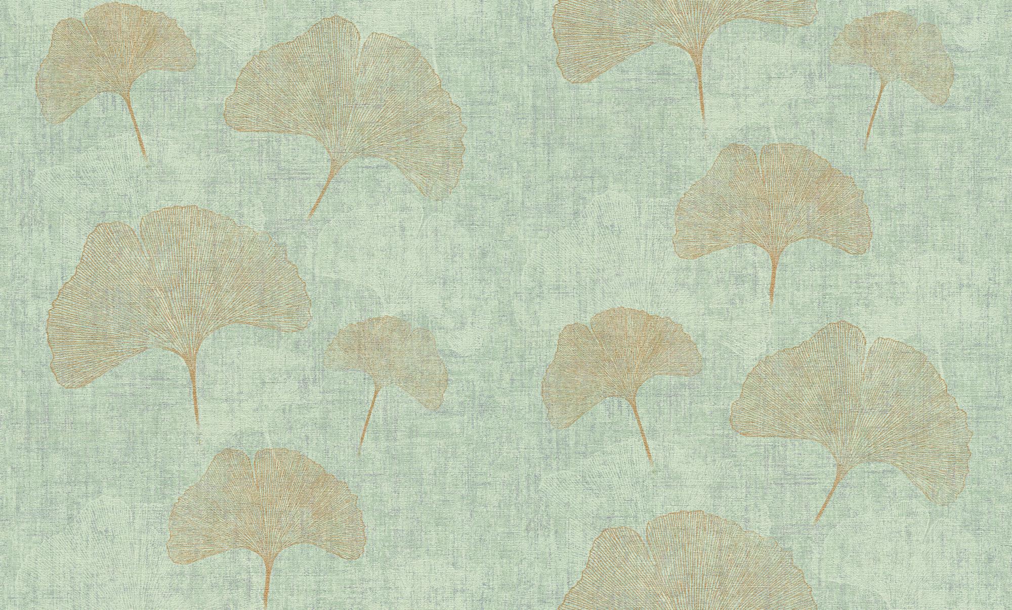 Papier peint vinyle Ginkgo vert & or | Leroy Merlin