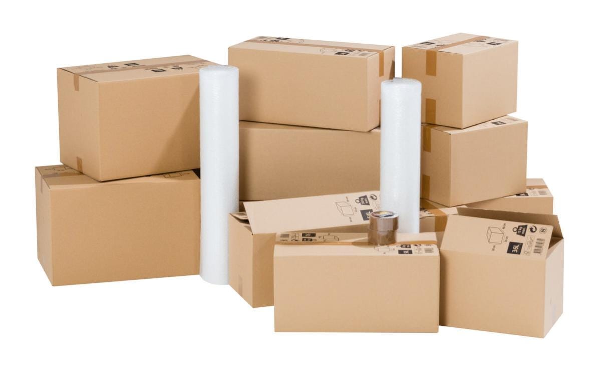 Pack déménagement avec cartons, bulles et adhésifs