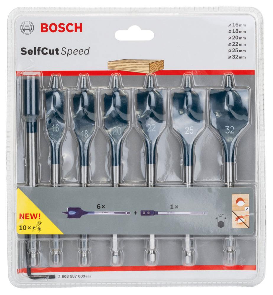 Bosch Professional 13x Coffrets de mèches plates Expert SelfCut Speed pour Bois résineux, Panneau aggloméré, Ø 10-32 mm, Accessoires Perceuse à percussion