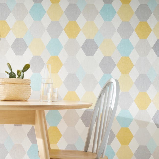 Papier Peint Vinyle Sur Intisse Arlequin Turquoise Et Jaune Leroy Merlin Papier Peint Vinyle Sur Intisse Arlequin Turquoise Et Jaune Leroy Merlin