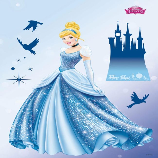 Stickers Muraux Disney - Geant Princess Cendrillon / Cinderella Gla