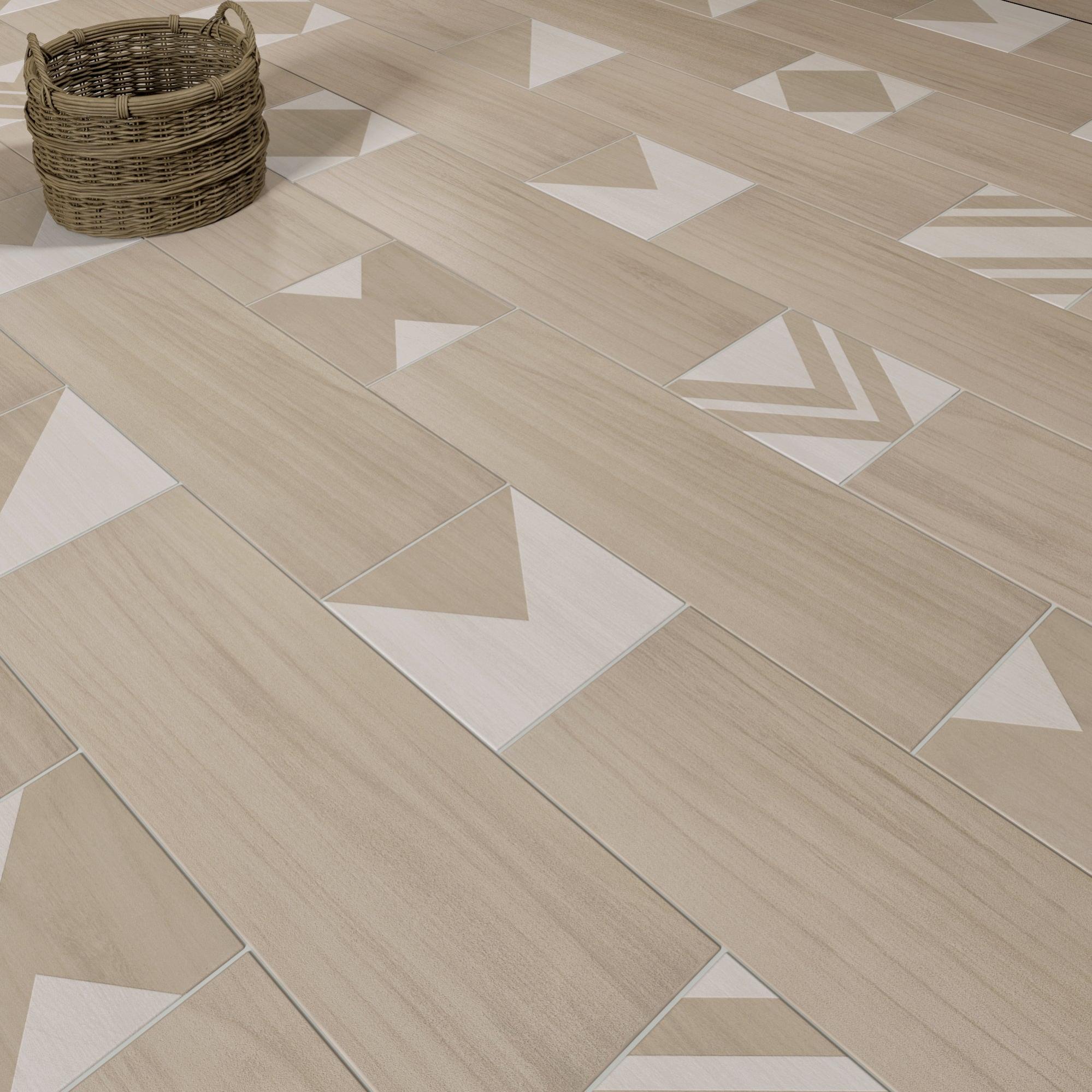 Carrelage sol et mur forte effet bois multicolore Indiana l.20 x L.20