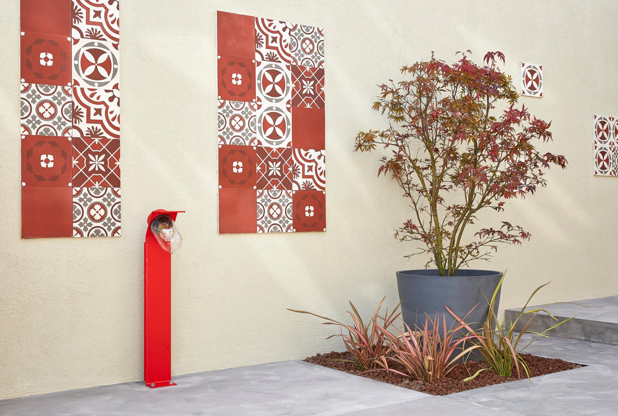 Carreau de ciment mur forte rouge mat l.20 x L.20 cm, Belle epoque emma