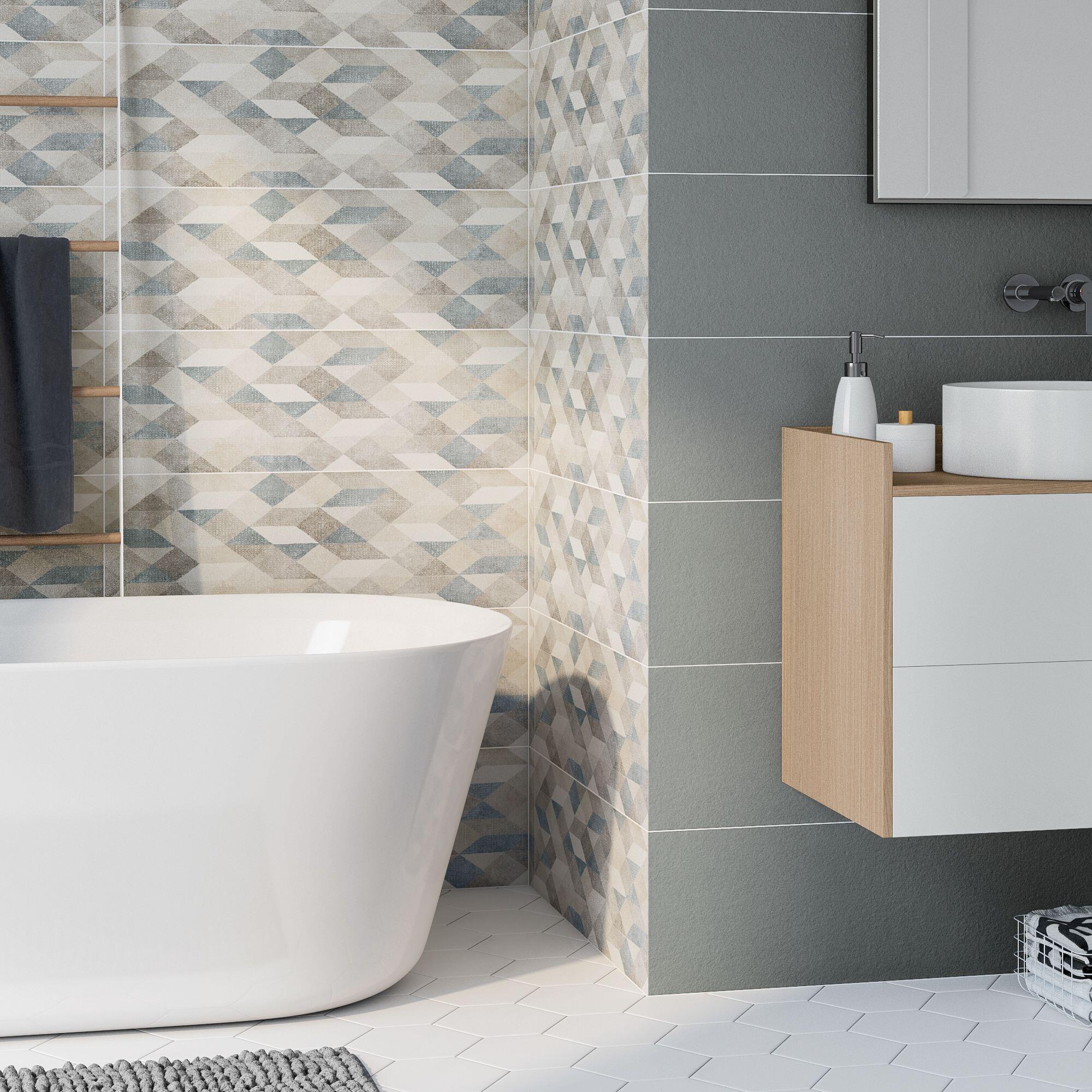 avant / apresla nouvelle salle de bain ! meuble anthracite Mr Bricolage  Reze, carrelage et faience blanc et gris beton Gedimat Les…