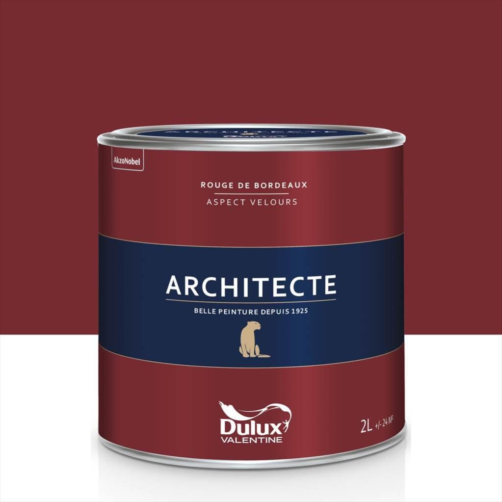 Peinture rouge bordeaux velours DULUX VALENTINE Architecte 2 l | Leroy ...