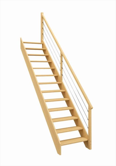 Escalier Droit Bois H tre Soft Cable SCM 14 Marches H tre Rampe Droite escalier-droit-bois-h-tre-soft-cable-scm-14-marches-h-tre-rampe-droite