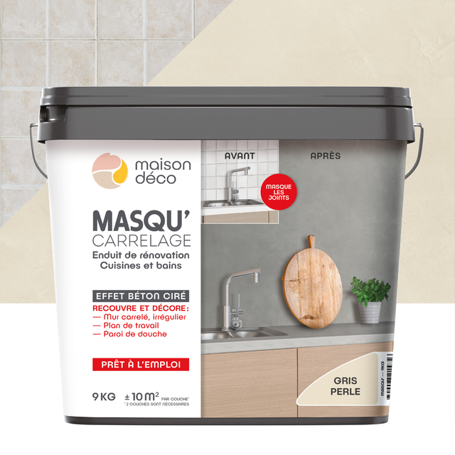 Enduit décoratif Masqu'carrelage béton MAISON DECO, gris perle, 4 kg main image 1