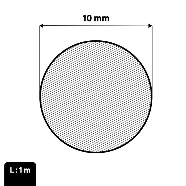 Fer à béton acier brut gris lisse, L.1000 mm