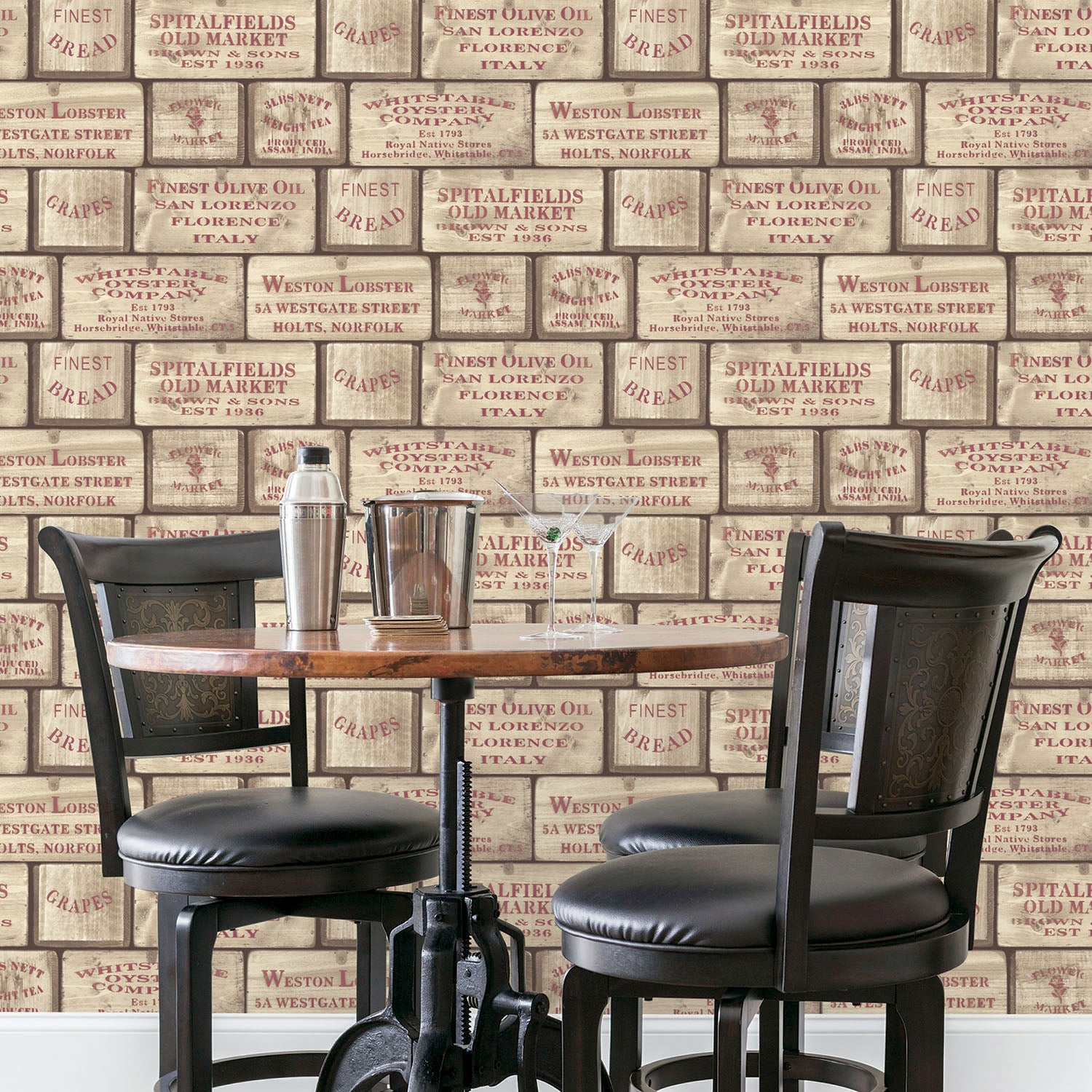 Papier peint intissé Motif cuisine café rouge & beige