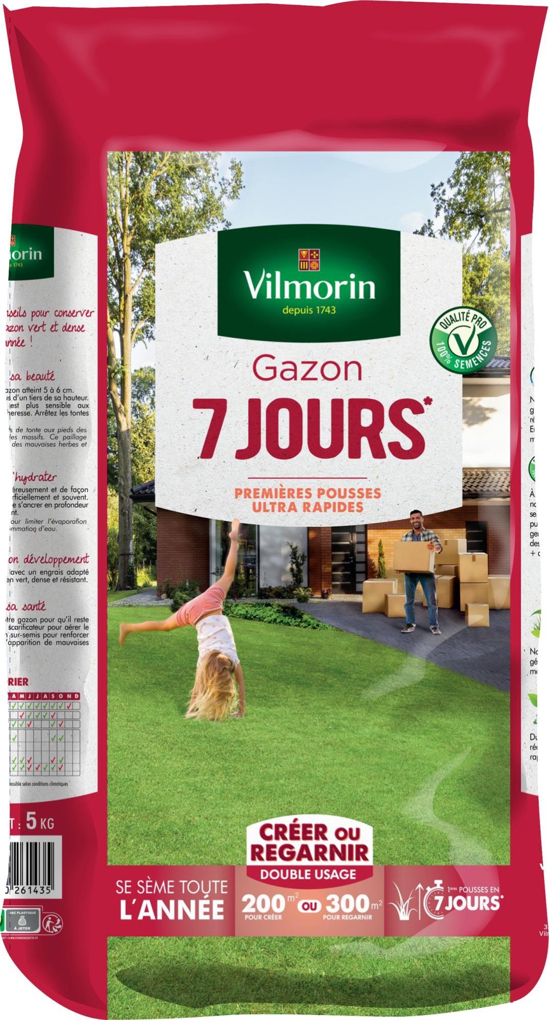 Gazon 7 jours VILMORIN, 5 kg, 200 m²