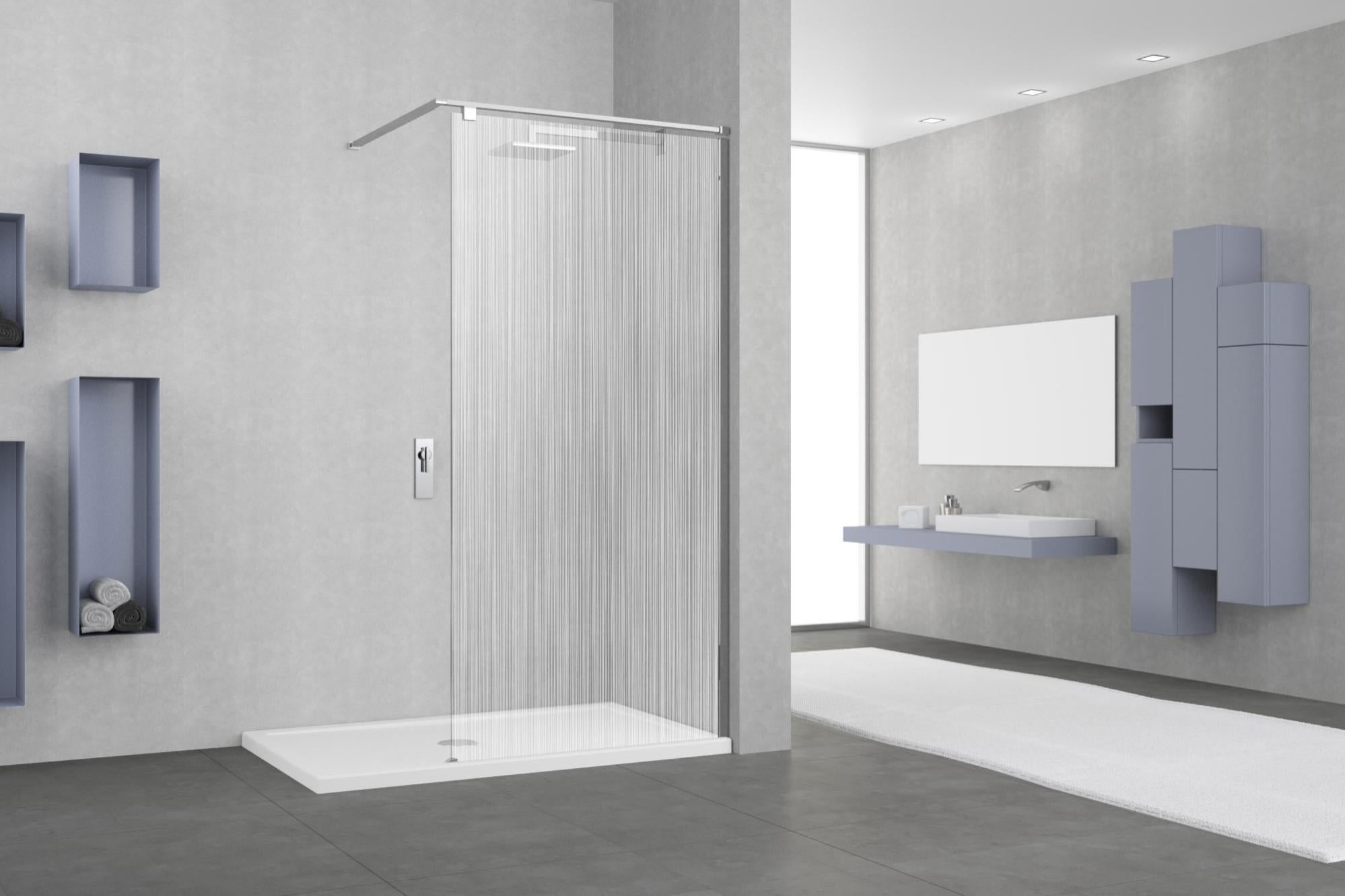 Paroi de douche à l'italienne, l.140 cm verre strié, 8 mm chromé Eliseo Leroy Merlin