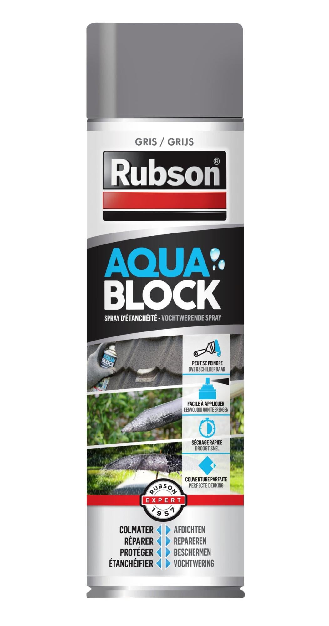 Spray d'étanchéité Aquablock RUBSON Gris 300ml