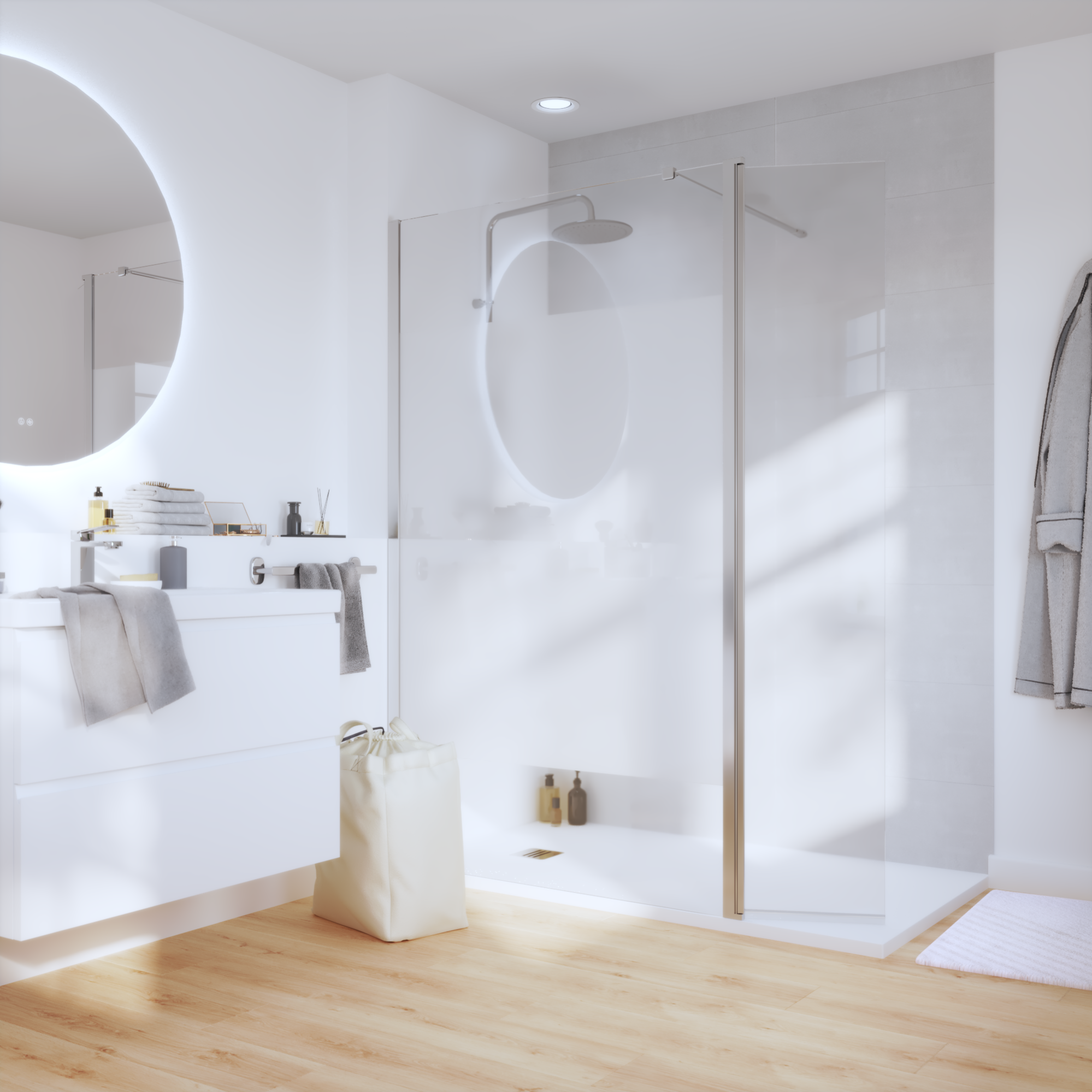 Paroi de douche à l'italienne, l.120 cm + l.40 cm verre sérigraphié 8