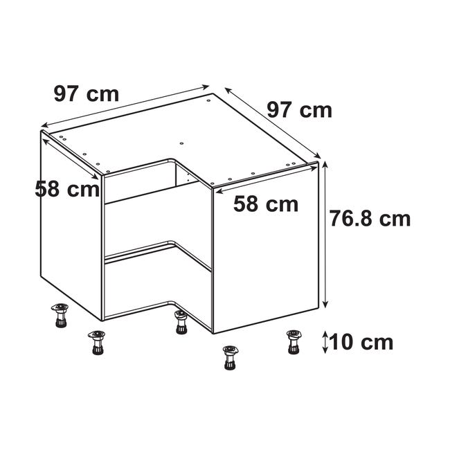 Caisson de cuisine meuble bas DELINIA ID, blanc H.60.8 x l.90 x P