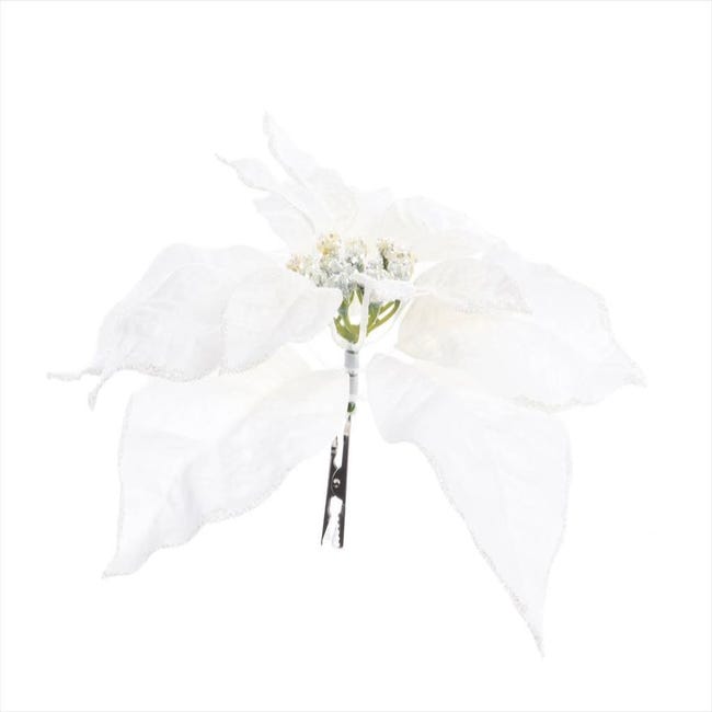 Décoration florale Poinsettia pour arbre de Noël en soie blanche | Leroy  Merlin